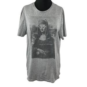 SMOG Gray Short Sleeve Crewneck Mona Lisa Smells Teen Spirit Casual T-Shirt XL